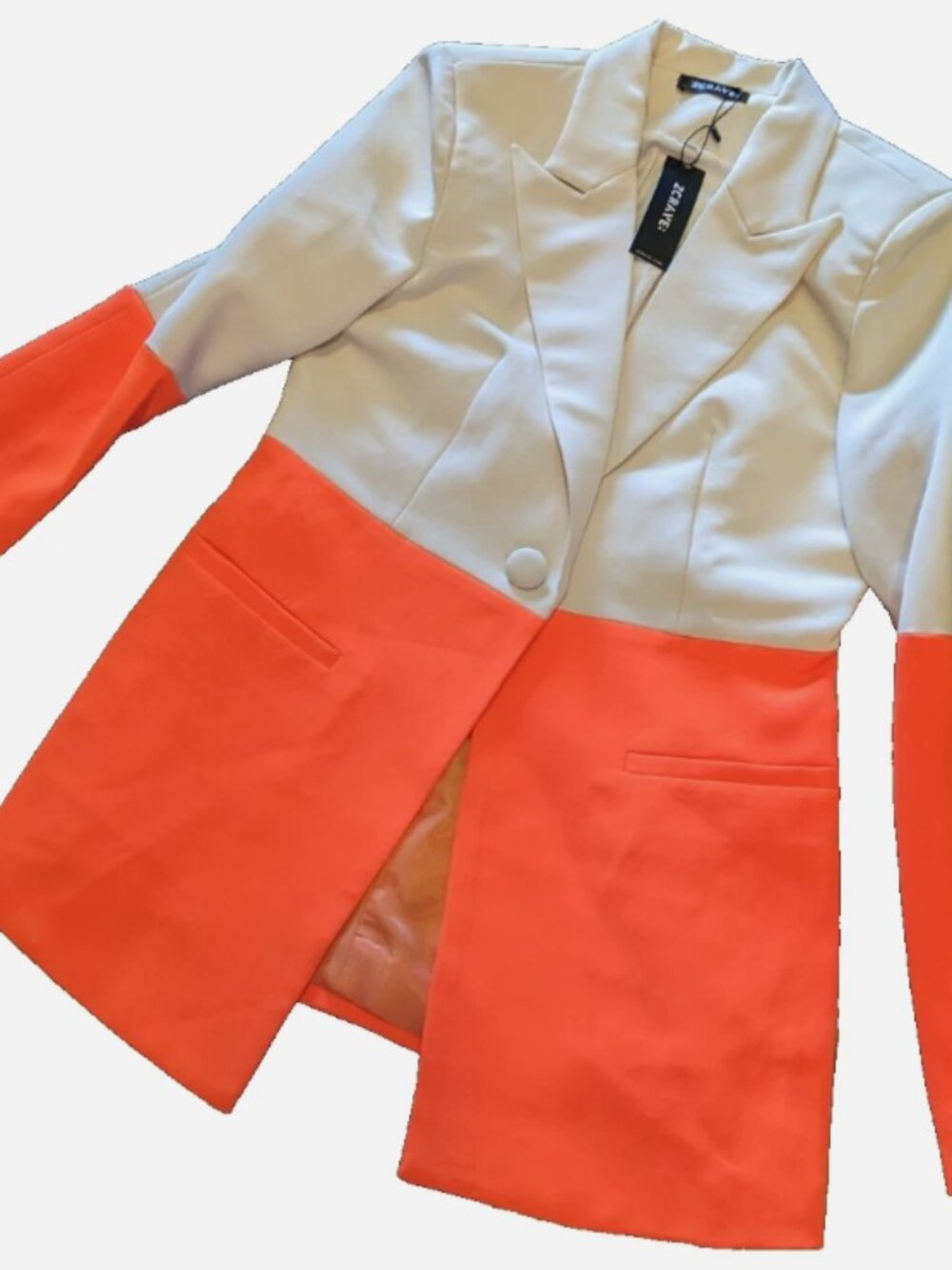 ZCRAVE PETELE Orange and White Block Blazer Women's Size Medium M New With Tags